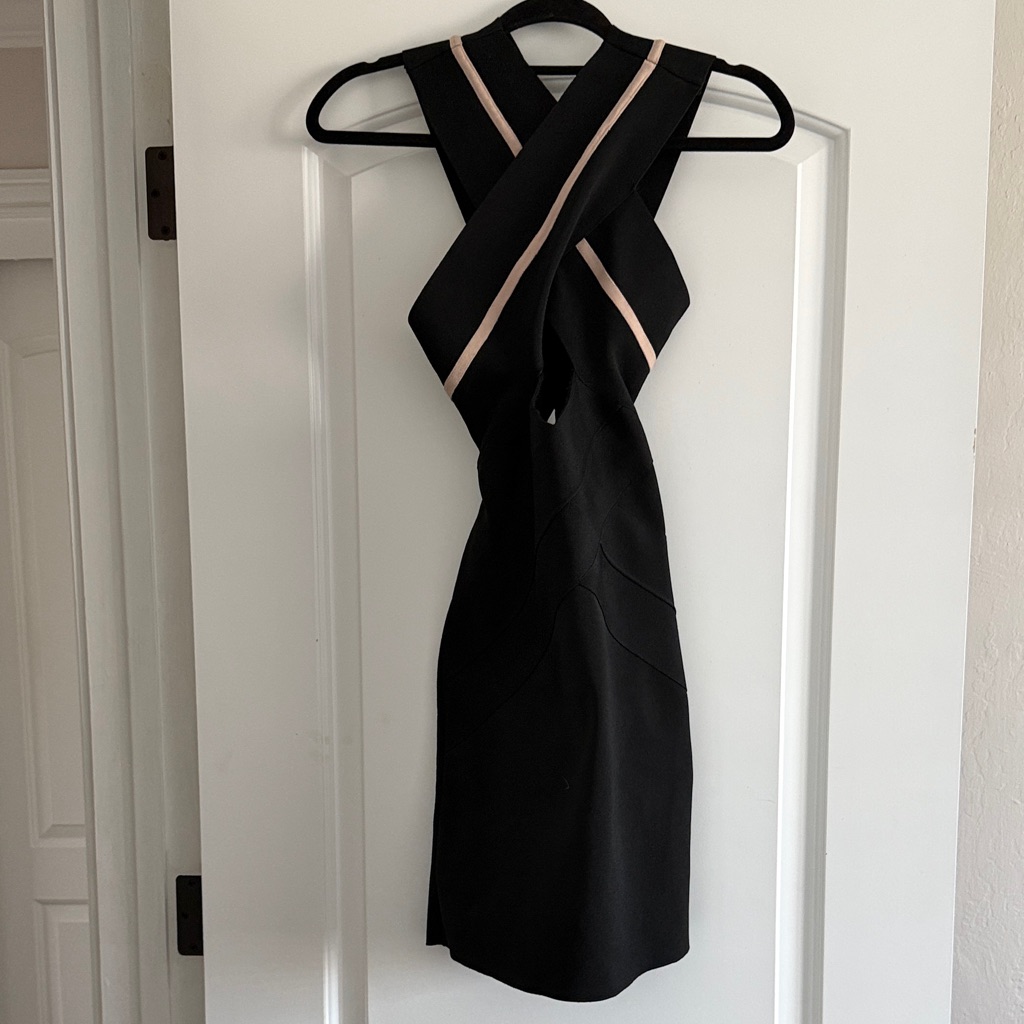 Herve Leger Black Dress With Pink Accents